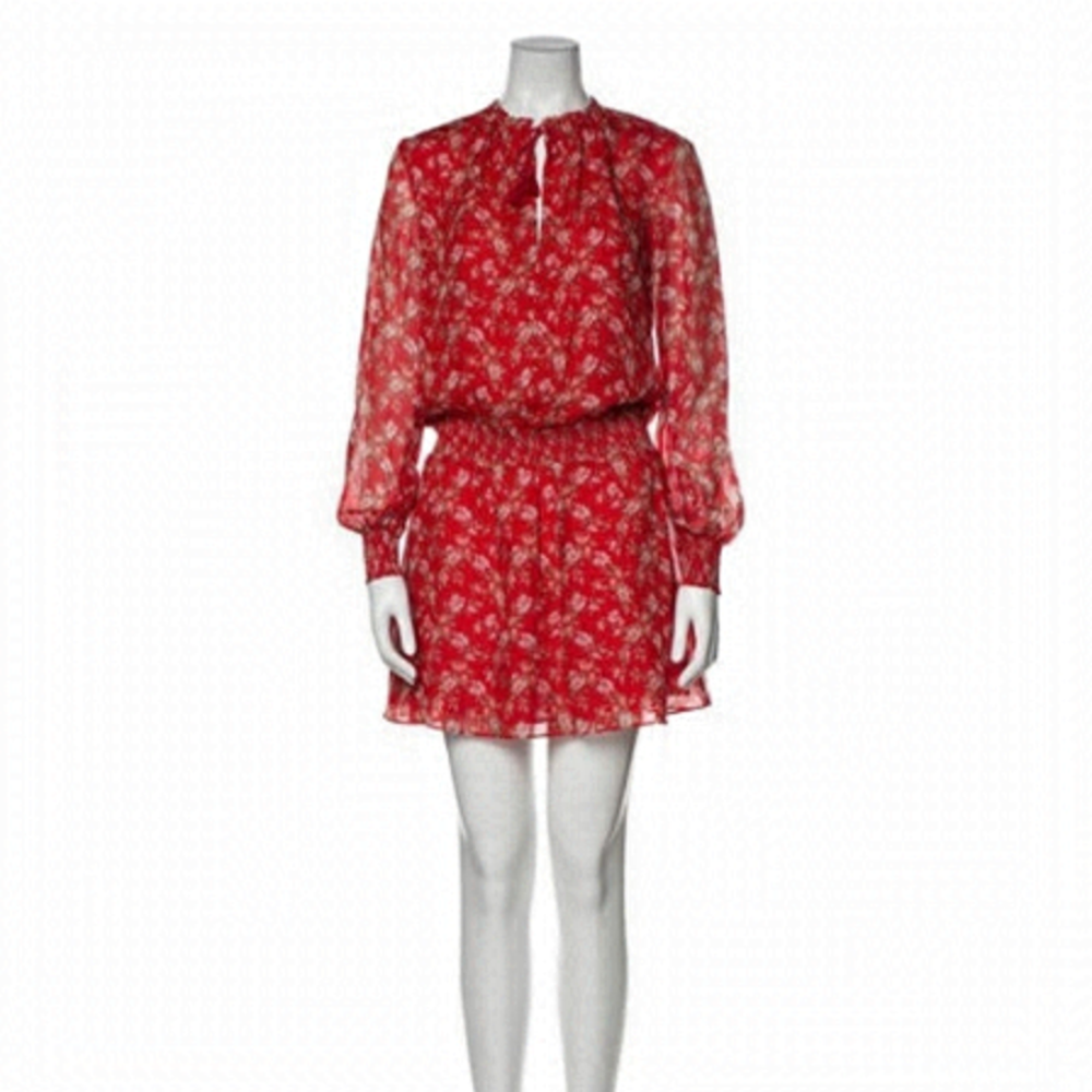 Intermix 100 % Silk Mini Dress Floral pattern red
